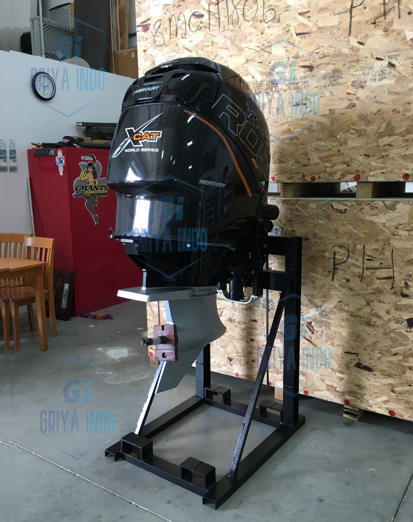 Close-up view of the Mercury Racing ROS 400 ROS Outboard Engine, showcasing its advanced design and robust components engineered for extreme performance.