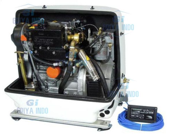 Close-up view of the Paguro 9000V Marine Diesel Generator showing its durable Lombardini engine.
